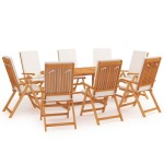vidaXL Set mobilier de grădină cu perne, 9 piese, lemn masiv tec