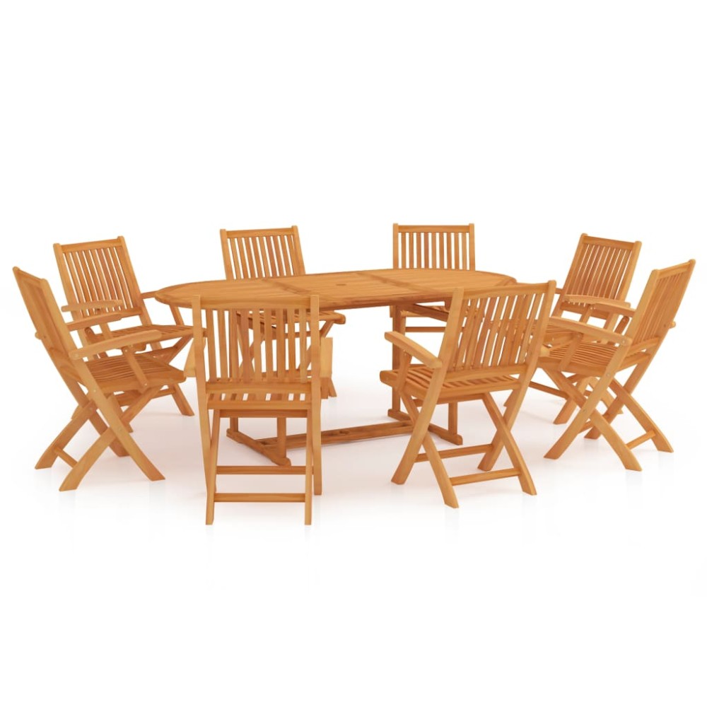 vidaXL Set mobilier de grădină, 9 piese, lemn masiv de tec