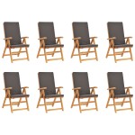 vidaXL Set mobilier de grădină cu perne, 9 piese, gri, lemn masiv tec vidaXL Set mobilier de grădină cu perne, 9 piese, gri, lemn masiv tec