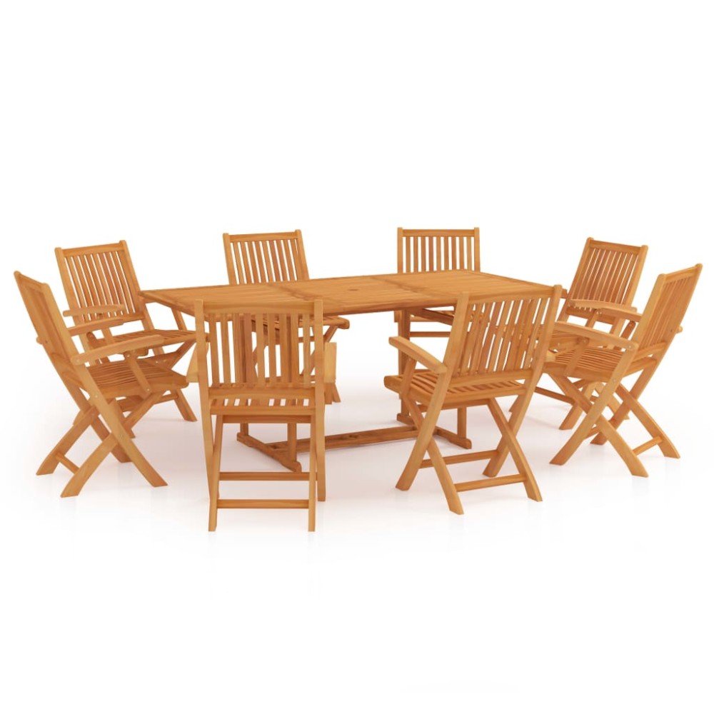 vidaXL Set mobilier de grădină, 9 piese, lemn masiv de tec