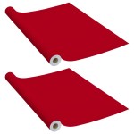 vidaXL Folii de mobilier autoadezive, 2 buc., roșu, 500 x 90 cm, PVC vidaXL Folii de mobilier autoadezive, 2 buc., roșu, 500 x 90 cm, PVC
