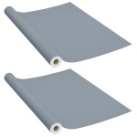 vidaXL Folii de mobilier autoadezive, 2 buc., gri, 500 x 90 cm, PVC vidaXL Folii de mobilier autoadezive, 2 buc., gri, 500 x 90 cm, PVC