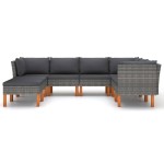 vidaXL Set mobilier de grădină cu perne, 8 piese, gri, poliratan vidaXL Set mobilier de grădină cu perne, 8 piese, gri, poliratan