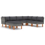 vidaXL Set mobilier de grădină cu perne, 8 piese, gri, poliratan vidaXL Set mobilier de grădină cu perne, 8 piese, gri, poliratan