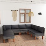 vidaXL Set mobilier de grădină cu perne, 8 piese, gri, poliratan vidaXL Set mobilier de grădină cu perne, 8 piese, gri, poliratan
