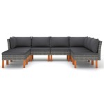 vidaXL Set mobilier de grădină cu perne, 8 piese, gri, poliratan vidaXL Set mobilier de grădină cu perne, 8 piese, gri, poliratan