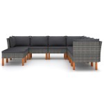 vidaXL Set mobilier de grădină cu perne, 9 piese, gri, poliratan vidaXL Set mobilier de grădină cu perne, 9 piese, gri, poliratan