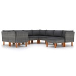 vidaXL Set mobilier de grădină cu perne, 9 piese, gri, poliratan vidaXL Set mobilier de grădină cu perne, 9 piese, gri, poliratan