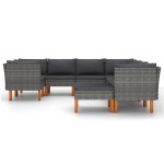 vidaXL Set mobilier de grădină cu perne, 9 piese, gri, poliratan vidaXL Set mobilier de grădină cu perne, 9 piese, gri, poliratan