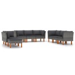 vidaXL Set mobilier de grădină cu perne, 9 piese, gri, poliratan vidaXL Set mobilier de grădină cu perne, 9 piese, gri, poliratan