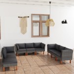 vidaXL Set mobilier de grădină cu perne, 9 piese, gri, poliratan vidaXL Set mobilier de grădină cu perne, 9 piese, gri, poliratan