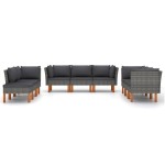 vidaXL Set mobilier de grădină cu perne, 9 piese, gri, poliratan vidaXL Set mobilier de grădină cu perne, 9 piese, gri, poliratan
