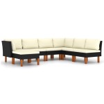vidaXL Set mobilier de grădină cu perne, 7 piese, negru, poliratan vidaXL Set mobilier de grădină cu perne, 7 piese, negru, poliratan