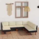vidaXL Set mobilier de grădină cu perne, 7 piese, negru, poliratan vidaXL Set mobilier de grădină cu perne, 7 piese, negru, poliratan