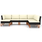 vidaXL Set mobilier de grădină cu perne, 7 piese, negru, poliratan vidaXL Set mobilier de grădină cu perne, 7 piese, negru, poliratan