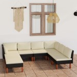 vidaXL Set mobilier de grădină cu perne, 8 piese, negru, poliratan vidaXL Set mobilier de grădină cu perne, 8 piese, negru, poliratan