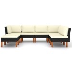 vidaXL Set mobilier de grădină cu perne, 8 piese, negru, poliratan vidaXL Set mobilier de grădină cu perne, 8 piese, negru, poliratan