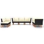 vidaXL Set mobilier de grădină cu perne, 9 piese, negru, poliratan vidaXL Set mobilier de grădină cu perne, 9 piese, negru, poliratan