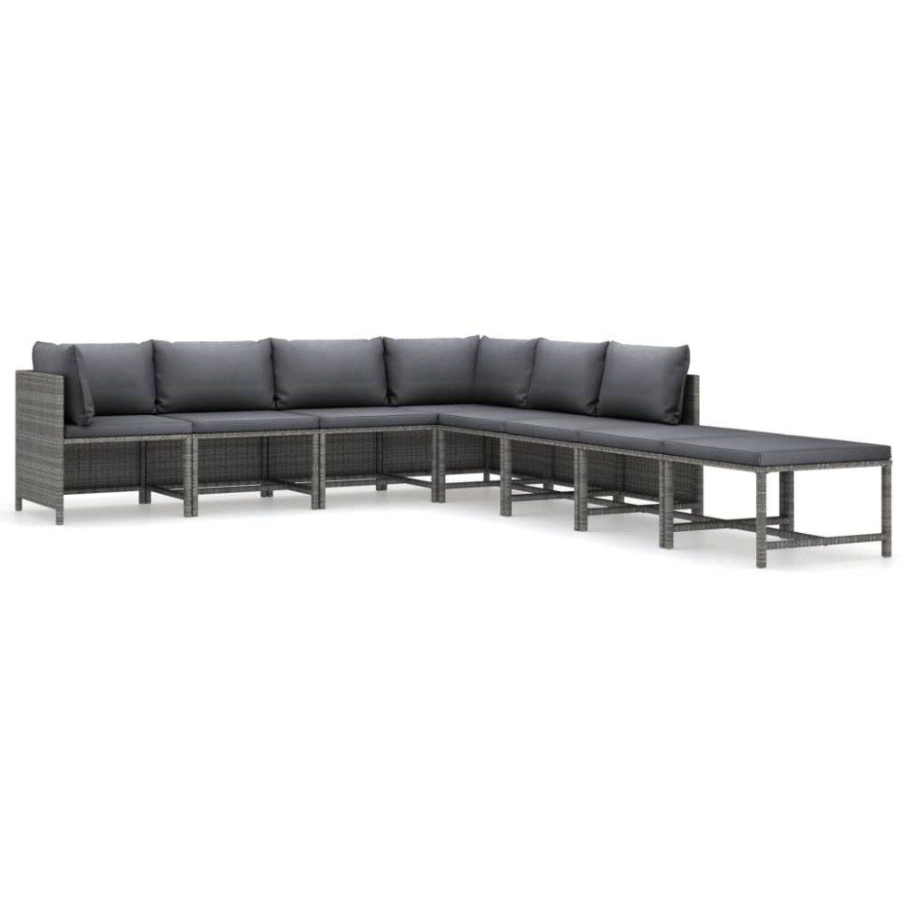 vidaXL Set mobilier de grădină cu perne, 8 piese, gri, poliratan