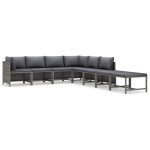 vidaXL Set mobilier de grădină cu perne, 8 piese, gri, poliratan vidaXL Set mobilier de grădină cu perne, 8 piese, gri, poliratan