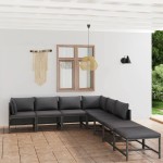 vidaXL Set mobilier de grădină cu perne, 8 piese, gri, poliratan vidaXL Set mobilier de grădină cu perne, 8 piese, gri, poliratan