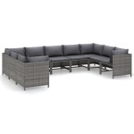 vidaXL Set mobilier de grădină cu perne, 9 piese, gri, poliratan vidaXL Set mobilier de grădină cu perne, 9 piese, gri, poliratan