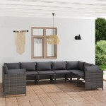 vidaXL Set mobilier de grădină cu perne, 9 piese, gri, poliratan vidaXL Set mobilier de grădină cu perne, 9 piese, gri, poliratan