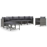 vidaXL Set mobilier de grădină cu perne, 8 piese, gri, poliratan vidaXL Set mobilier de grădină cu perne, 8 piese, gri, poliratan