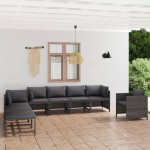 vidaXL Set mobilier de grădină cu perne, 8 piese, gri, poliratan vidaXL Set mobilier de grădină cu perne, 8 piese, gri, poliratan