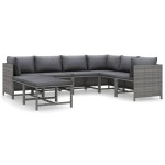 vidaXL Set mobilier de grădină cu perne, 8 piese, gri, poliratan vidaXL Set mobilier de grădină cu perne, 8 piese, gri, poliratan