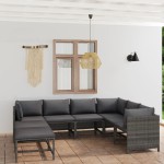 vidaXL Set mobilier de grădină cu perne, 8 piese, gri, poliratan vidaXL Set mobilier de grădină cu perne, 8 piese, gri, poliratan