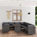 vidaXL Set mobilier de grădină cu perne, 9 piese, gri, poliratan vidaXL Set mobilier de grădină cu perne, 9 piese, gri, poliratan