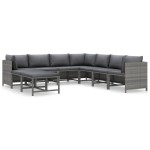 vidaXL Set mobilier de grădină cu perne, 9 piese, gri, poliratan vidaXL Set mobilier de grădină cu perne, 9 piese, gri, poliratan