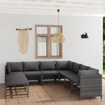 vidaXL Set mobilier de grădină cu perne, 9 piese, gri, poliratan vidaXL Set mobilier de grădină cu perne, 9 piese, gri, poliratan