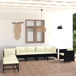 vidaXL Set mobilier de grădină cu perne, 8 piese, negru, poliratan vidaXL Set mobilier de grădină cu perne, 8 piese, negru, poliratan