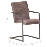 vidaXL Scaune de bucătărie tip consolă, 6 buc., maro, piele naturală