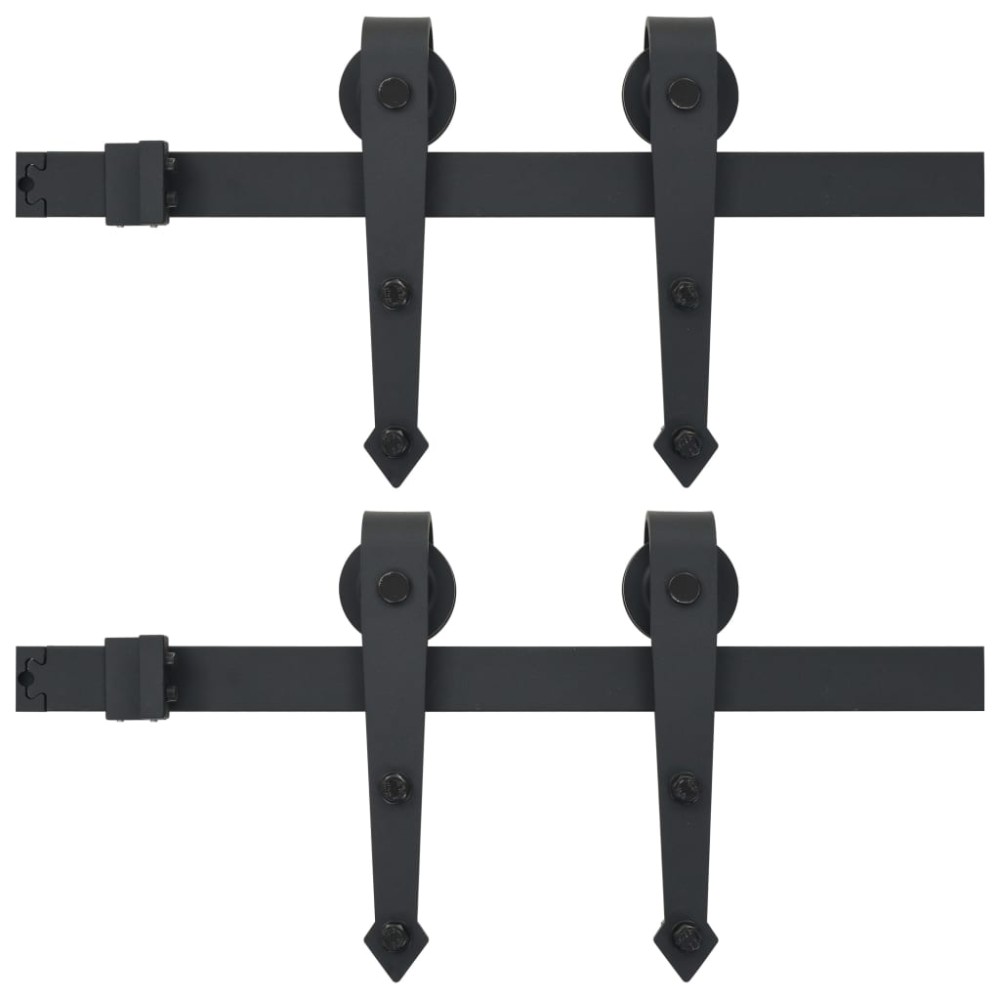 vidaXL Seturi de feronerie uși glisante, 2 buc., negru, 200 cm, oțel