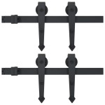 vidaXL Seturi de feronerie uși glisante, 2 buc., negru, 200 cm, oțel vidaXL Seturi de feronerie uși glisante, 2 buc., negru, 200 cm, oțel
