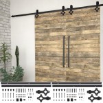 vidaXL Set feronerie pentru uși glisante, 2 piese,negru, 200 cm, oțel vidaXL Set feronerie pentru uși glisante, 2 piese,negru, 200 cm, oțel