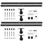 vidaXL Set feronerie uși glisante, 2 buc., negru, 183 cm, oțel vidaXL Set feronerie uși glisante, 2 buc., negru, 183 cm, oțel