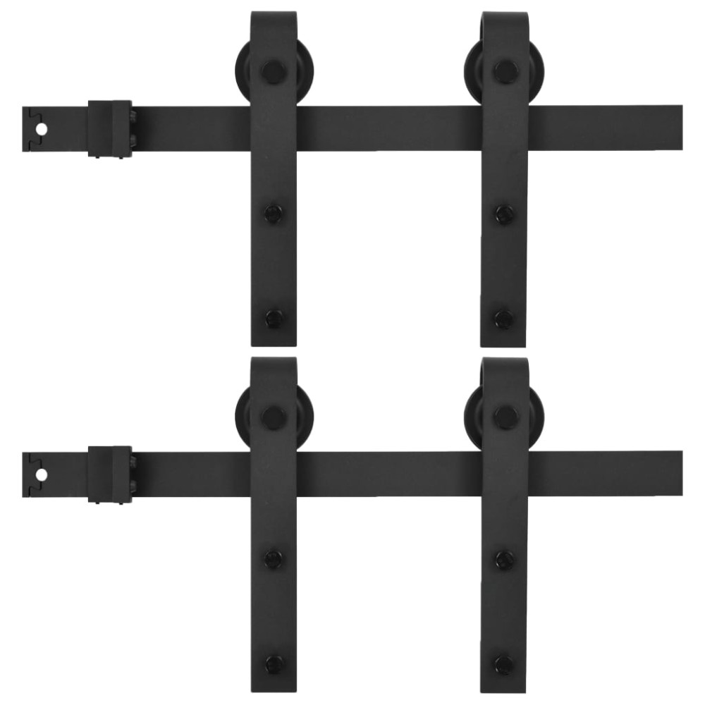 vidaXL Seturi feronerie uși glisante, 2 buc., negru, 183 cm, oțel