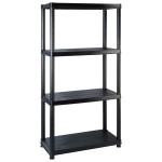 vidaXL Raft de depozitare cu 4 polițe, negru, 122x30,5x130 cm, plastic vidaXL Raft de depozitare cu 4 polițe, negru, 122x30,5x130 cm, plastic
