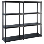 vidaXL Raft de depozitare cu 4 polițe, negru, 122x30,5x130 cm, plastic vidaXL Raft de depozitare cu 4 polițe, negru, 122x30,5x130 cm, plastic
