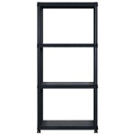 vidaXL Raft de depozitare cu 4 polițe, negru, 122x30,5x130 cm, plastic vidaXL Raft de depozitare cu 4 polițe, negru, 122x30,5x130 cm, plastic