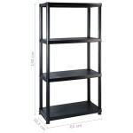 vidaXL Raft de depozitare cu 4 polițe, negru, 122x30,5x130 cm, plastic vidaXL Raft de depozitare cu 4 polițe, negru, 122x30,5x130 cm, plastic