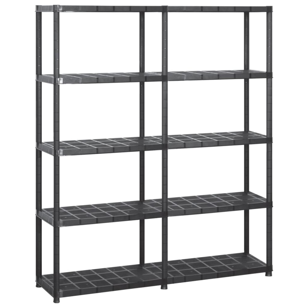 vidaXL Raft de depozitare cu 5 polițe, negru, 142x38x170 cm, plastic