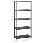 vidaXL Raft de depozitare cu 5 polițe, negru, 142x38x170 cm, plastic vidaXL Raft de depozitare cu 5 polițe, negru, 142x38x170 cm, plastic