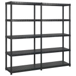 vidaXL Raft de depozitare cu 5 polițe, negru, 170x40x185 cm, plastic vidaXL Raft de depozitare cu 5 polițe, negru, 170x40x185 cm, plastic