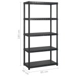 vidaXL Raft de depozitare cu 5 polițe, negru, 170x40x185 cm, plastic vidaXL Raft de depozitare cu 5 polițe, negru, 170x40x185 cm, plastic