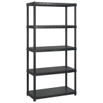 vidaXL Raft de depozitare cu 5 polițe, negru, 183x45,7x185 cm, plastic vidaXL Raft de depozitare cu 5 polițe, negru, 183x45,7x185 cm, plastic
